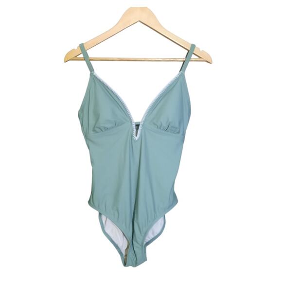 Kona Sol Womens Green High Leg Adjustable Straps One Piece Swimsuit Size L - Picture 2 of 6